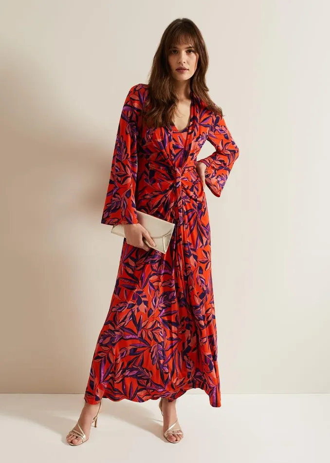 Phase Eight Dresses Briella Jersey Leaf Print Maxi Dress Vermillionmulti 8211 Women
