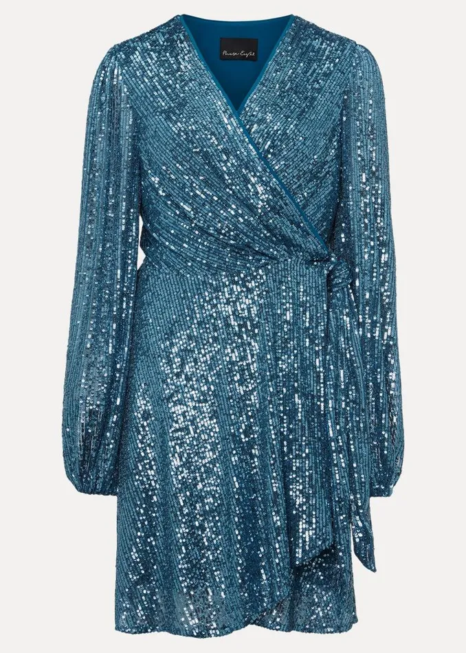 Phase Eight Dresses Carissa Teal Sequin Wrap Mini Dress Teal 8211 Women