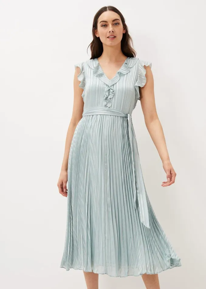 Phase Eight Dresses Carmella Pleated Dress Pale Sage 8211 Women