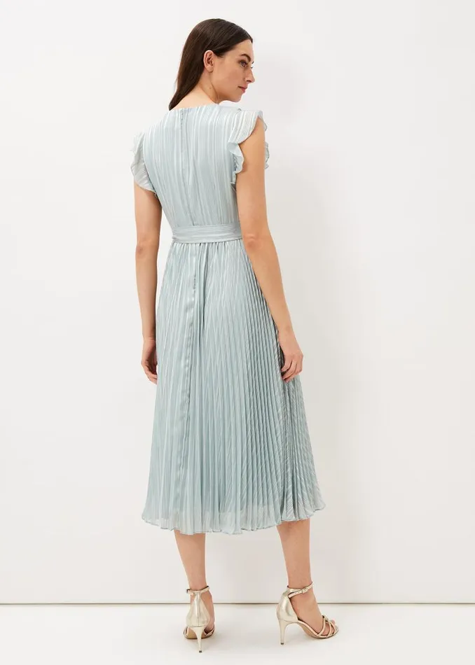 Phase Eight Dresses Carmella Pleated Dress Pale Sage 8211 Women