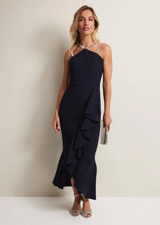 Phase Eight Dresses Chantal Navy Jewel Strap Maxi Dress Navy 8211 Women