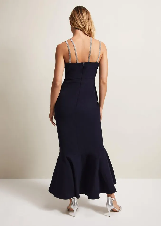 Phase Eight Dresses Chantal Navy Jewel Strap Maxi Dress Navy 8211 Women