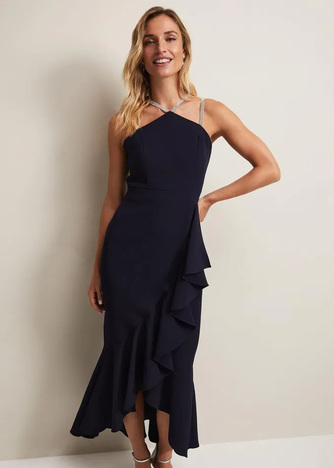 Phase Eight Dresses Chantal Navy Jewel Strap Maxi Dress Navy 8211 Women