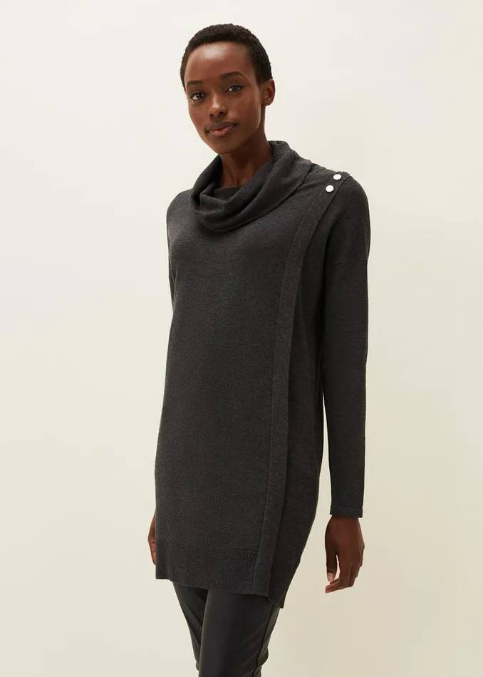 Phase Eight Dresses Cindra Knitted Tunic Dress Charcoal 8211 Women
