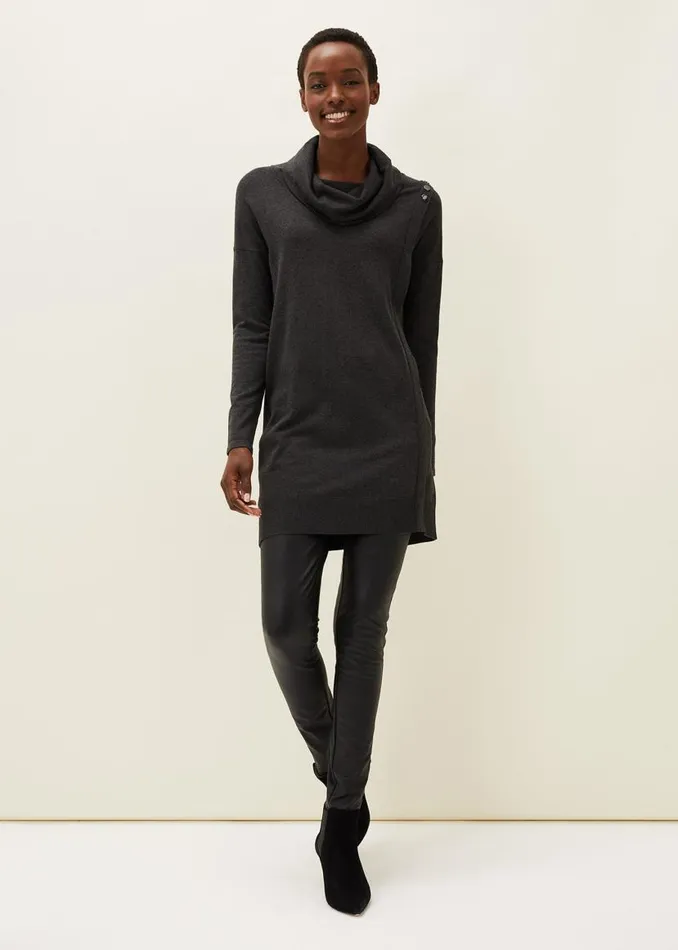 Phase Eight Dresses Cindra Knitted Tunic Dress Charcoal 8211 Women