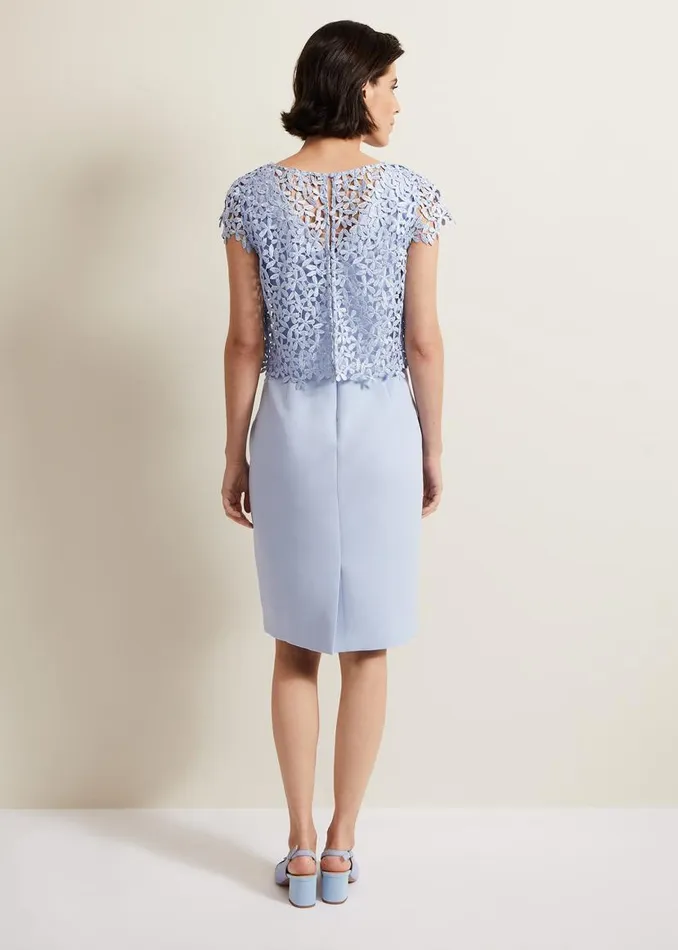 Phase Eight Dresses Daisy Lace Double Layer Dress Pale Blue 8211 Women