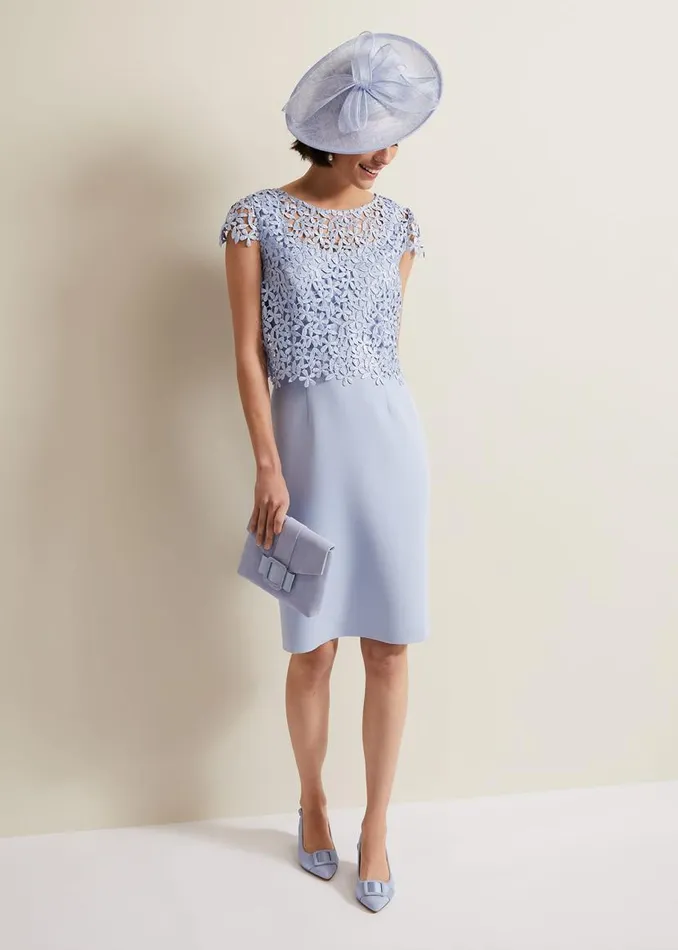 Phase Eight Dresses Daisy Lace Double Layer Dress Pale Blue 8211 Women