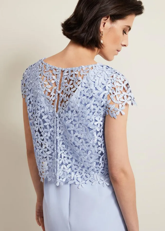 Phase Eight Dresses Daisy Lace Double Layer Dress Pale Blue 8211 Women