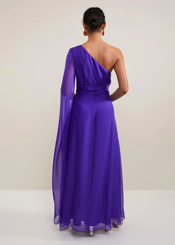 Phase Eight Dresses Darby Silk One Shoulder Maxi Dress Purple 8211 Women