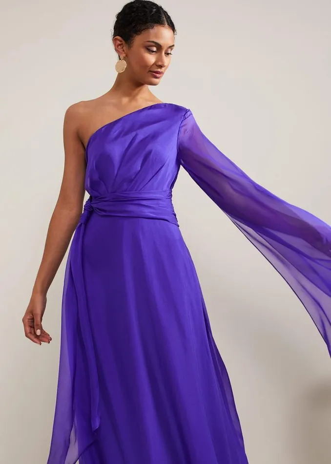 Phase Eight Dresses Darby Silk One Shoulder Maxi Dress Purple 8211 Women