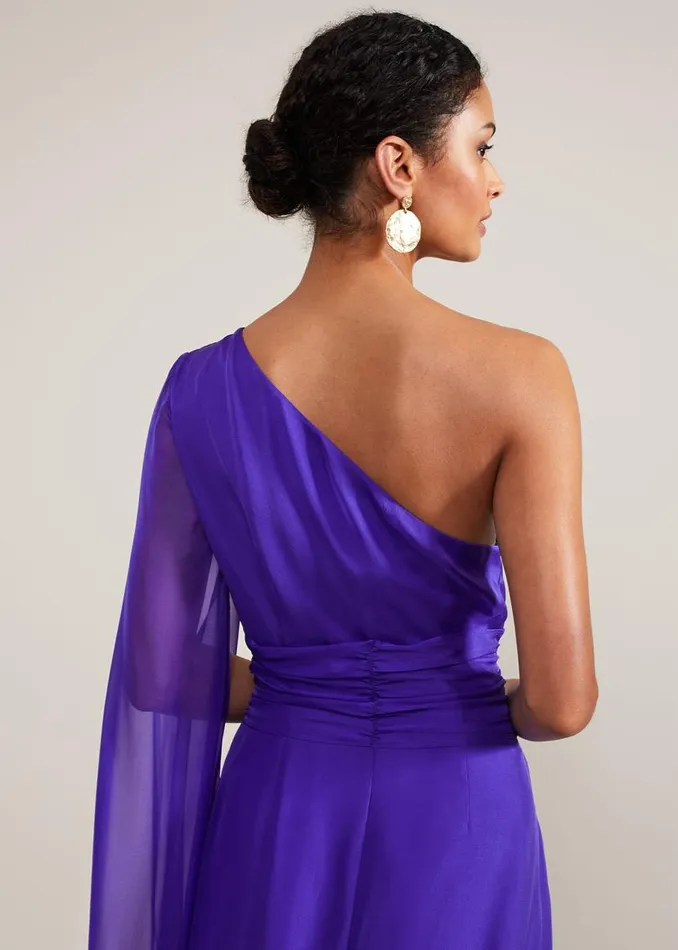 Phase Eight Dresses Darby Silk One Shoulder Maxi Dress Purple 8211 Women