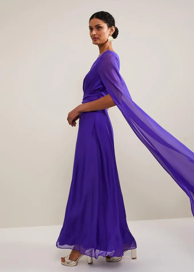 Phase Eight Dresses Darby Silk One Shoulder Maxi Dress Purple 8211 Women