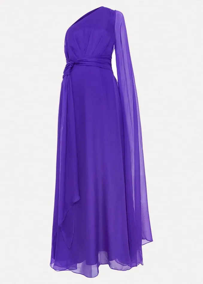 Phase Eight Dresses Darby Silk One Shoulder Maxi Dress Purple 8211 Women