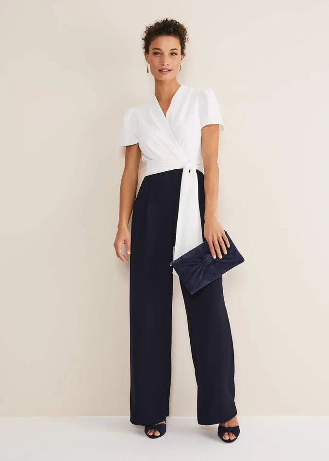 Phase Eight Dresses Eloise Wide Leg Jumpsuit Ivorynavy 8211 Women
