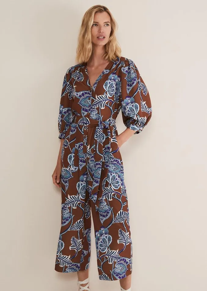 Phase Eight Dresses Erin Printed Cropped Leg Jumpsuit Orangeburgundy 8211 Women Phase Eight Dresses Erin Printed Cropped Leg Jumpsuit Orangeburgundy 8211 Women