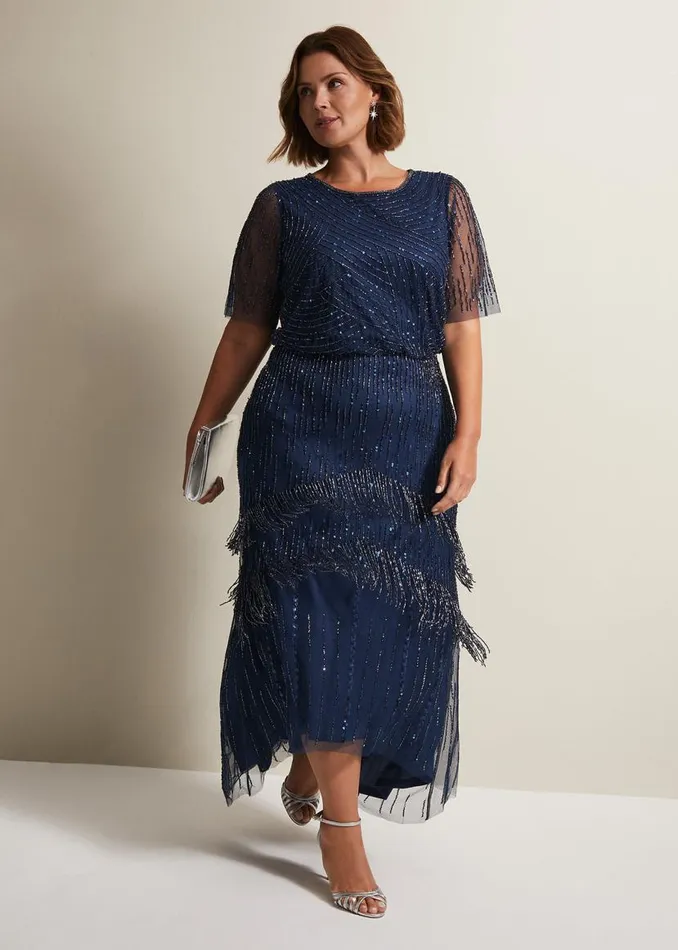 Phase Eight Dresses Evadine Beaded Maxi Dress Petrol 8211 Women