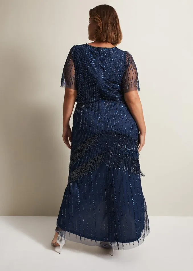Phase Eight Dresses Evadine Beaded Maxi Dress Petrol 8211 Women
