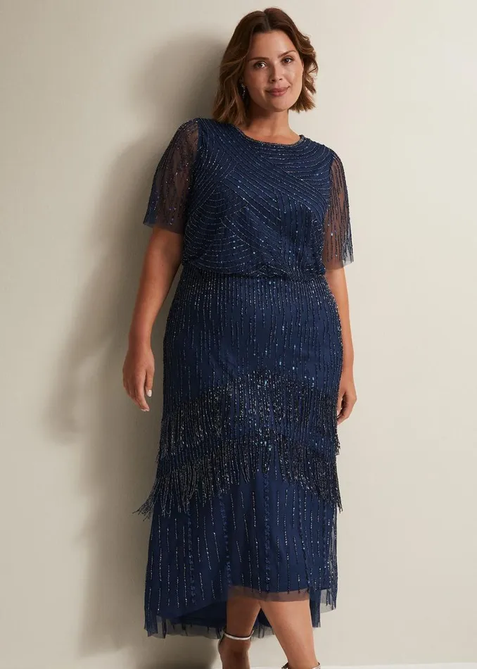 Phase Eight Dresses Evadine Beaded Maxi Dress Petrol 8211 Women