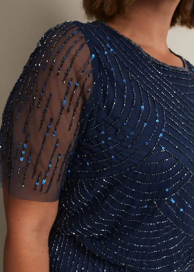 Phase Eight Dresses Evadine Beaded Maxi Dress Petrol 8211 Women