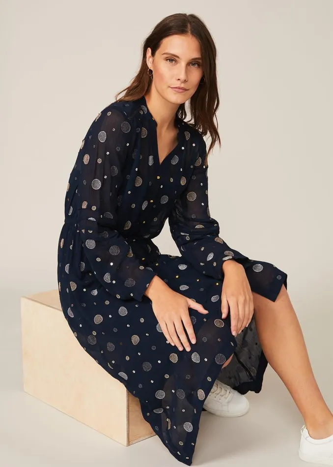 Phase Eight Dresses Eve Embroidered Spot Dress Navy Multi 8211 Women