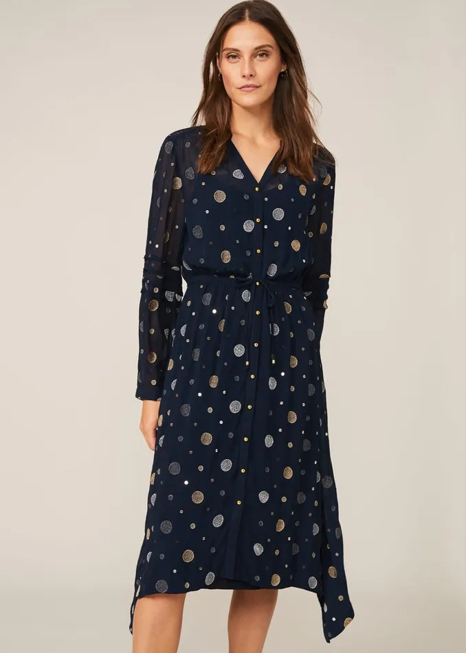 Phase Eight Dresses Eve Embroidered Spot Dress Navy Multi 8211 Women