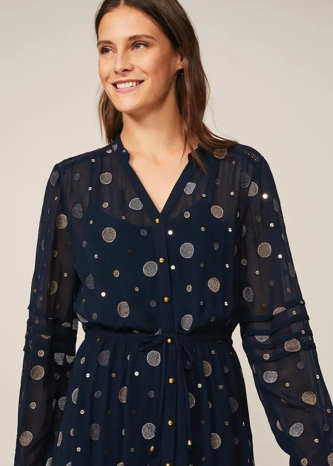 Phase Eight Dresses Eve Embroidered Spot Dress Navy Multi 8211 Women