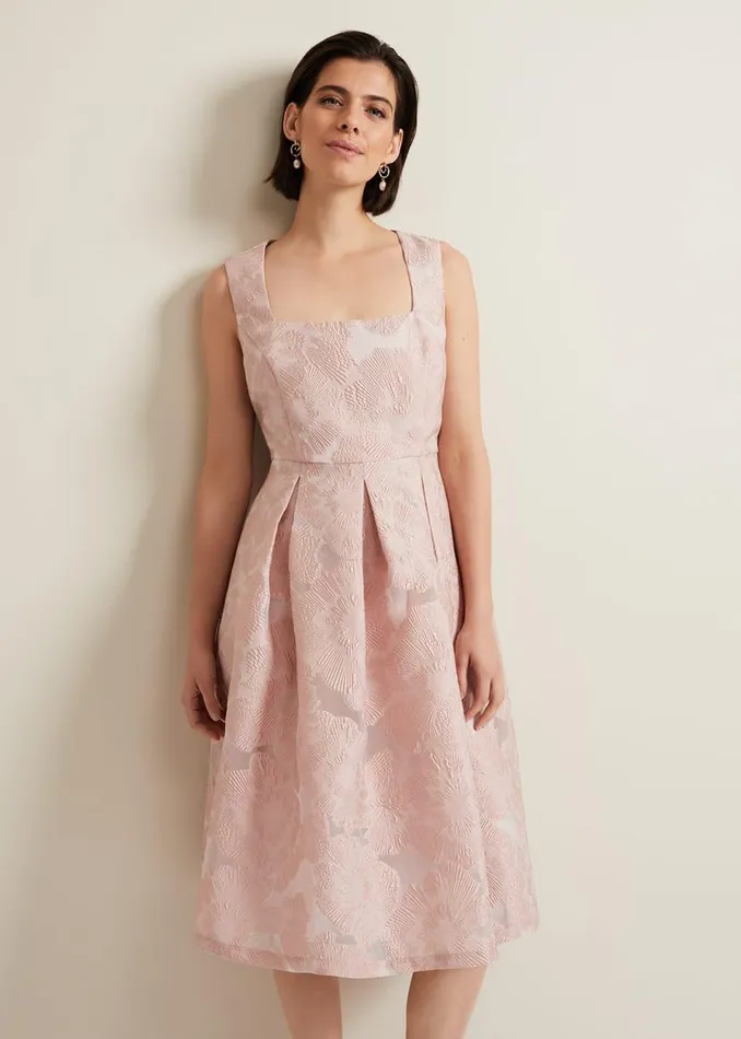 Phase Eight Dresses Jacesta Jacquard Fit And Flare Dress Pale Pink 8211 Women