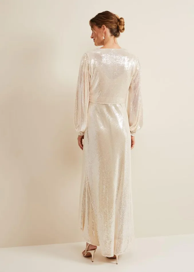Phase Eight Dresses Jamila Sequin Overlay Maxi Dress Oyster 8211 Women