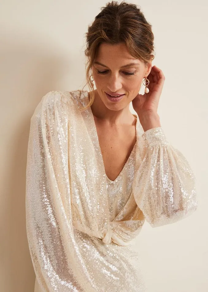 Phase Eight Dresses Jamila Sequin Overlay Maxi Dress Oyster 8211 Women