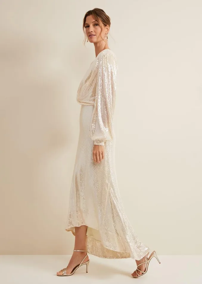 Phase Eight Dresses Jamila Sequin Overlay Maxi Dress Oyster 8211 Women