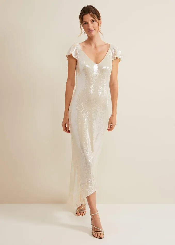 Phase Eight Dresses Jamila Sequin Overlay Maxi Dress Oyster 8211 Women