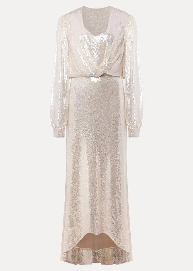 Phase Eight Dresses Jamila Sequin Overlay Maxi Dress Oyster 8211 Women