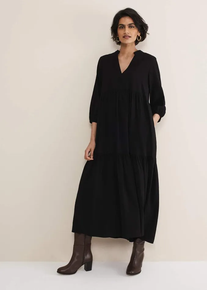 Phase Eight Dresses Jayde Midaxi Tiered Dress Black 8211 Women