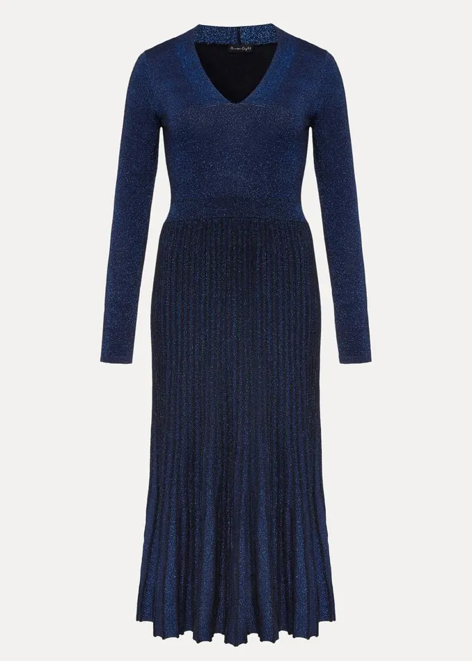 Phase Eight Dresses Jessamin Shimmer Knitted Midi Dress Blue 8211 Women