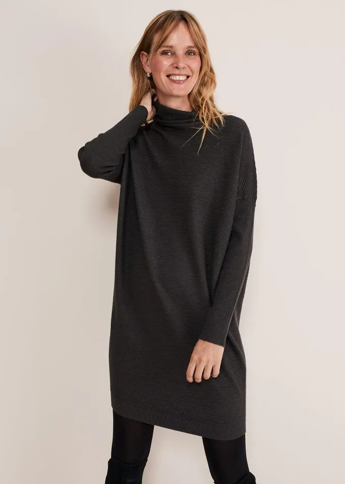 Phase Eight Dresses Jocelin Roll Neck Knit Dress Charcoal 8211 Women