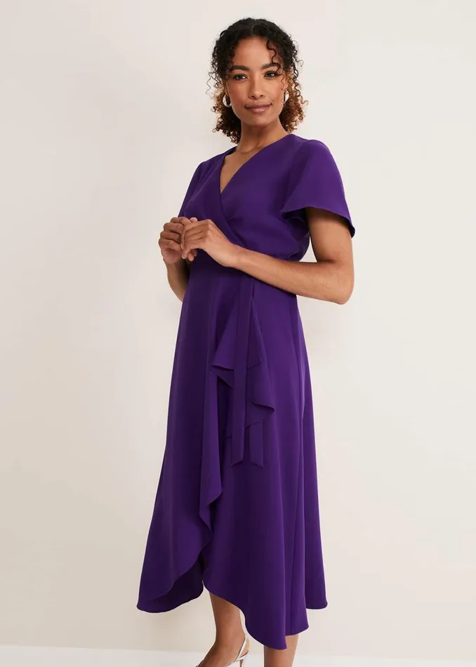 Phase Eight Dresses Julissa Ruffle Wrap Midi Dress Violet 8211 Women