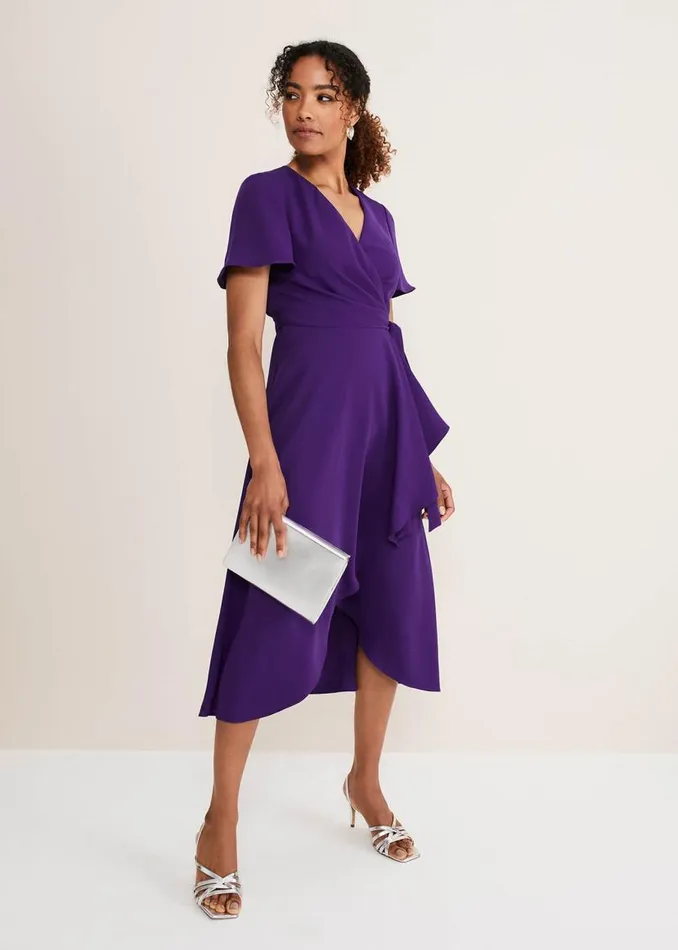 Phase Eight Dresses Julissa Ruffle Wrap Midi Dress Violet 8211 Women