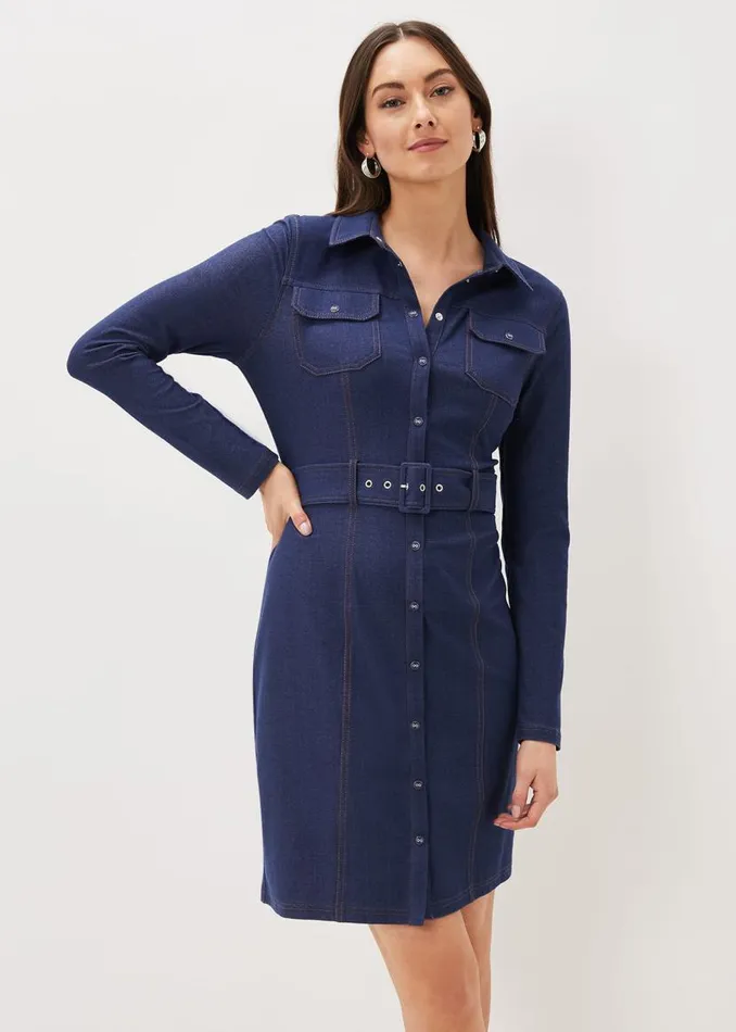 Phase Eight Dresses Kathryn Denim Fitted Jersey Dress Denim 8211 Women