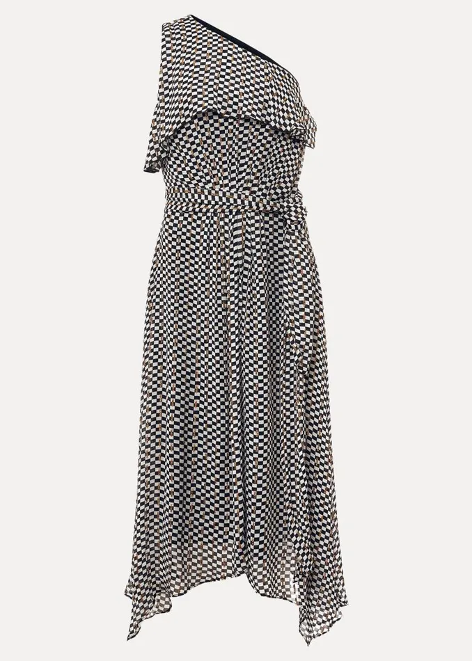 Phase Eight Dresses Kaz Checked One Shoulder Midi Dress Blackwhite 8211 Women Phase Eight Dresses Kaz Checked One Shoulder Midi Dress Blackwhite 8211 Women