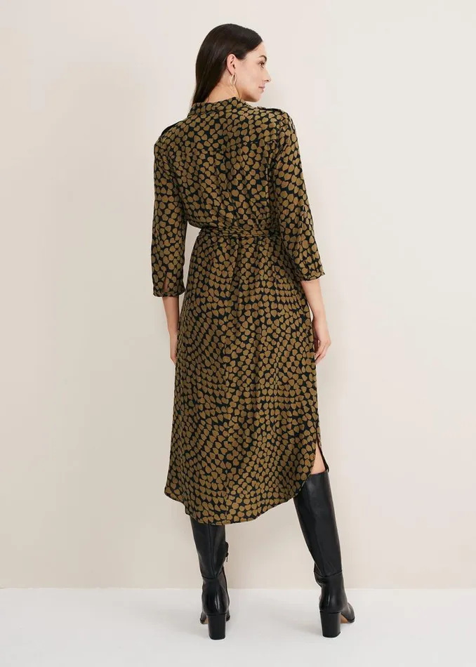 Phase Eight Dresses Kesia Heart Print Shirt Dress Khakiblack 8211 Women