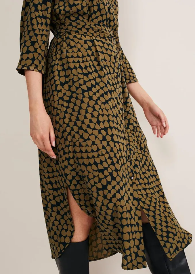 Phase Eight Dresses Kesia Heart Print Shirt Dress Khakiblack 8211 Women