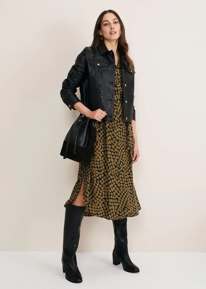 Phase Eight Dresses Kesia Heart Print Shirt Dress Khakiblack 8211 Women