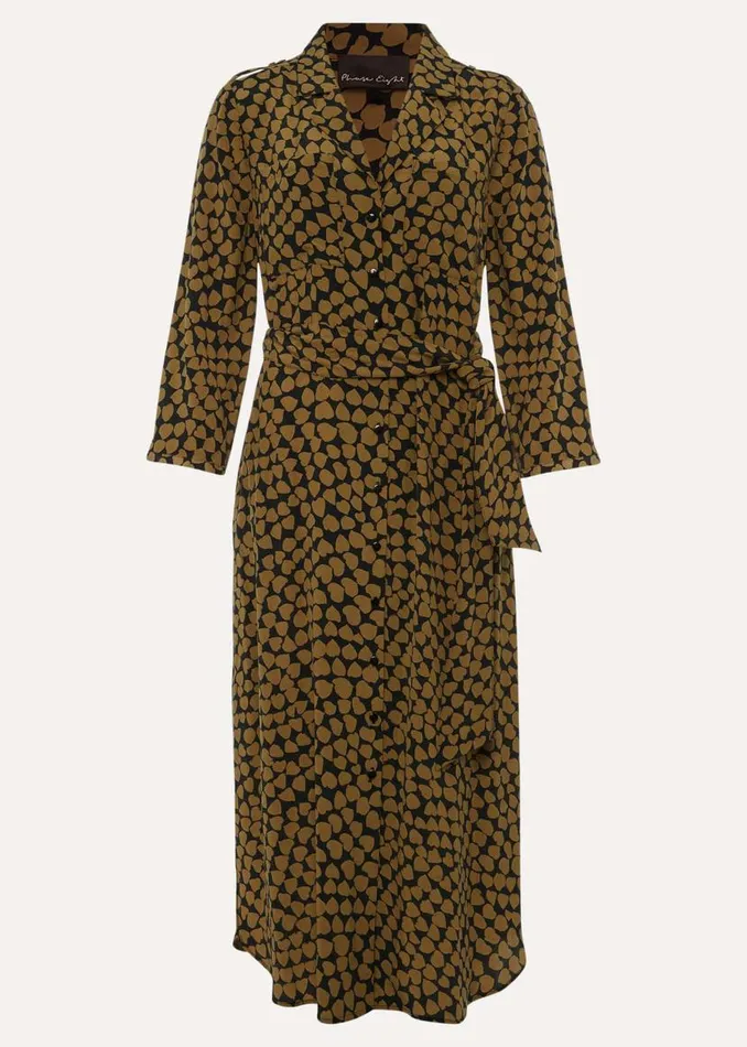Phase Eight Dresses Kesia Heart Print Shirt Dress Khakiblack 8211 Women
