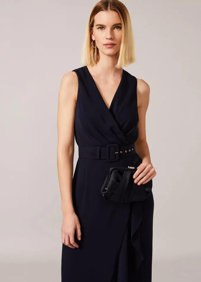 Phase Eight Dresses Lara Belted Dress Navy 8211 Women
