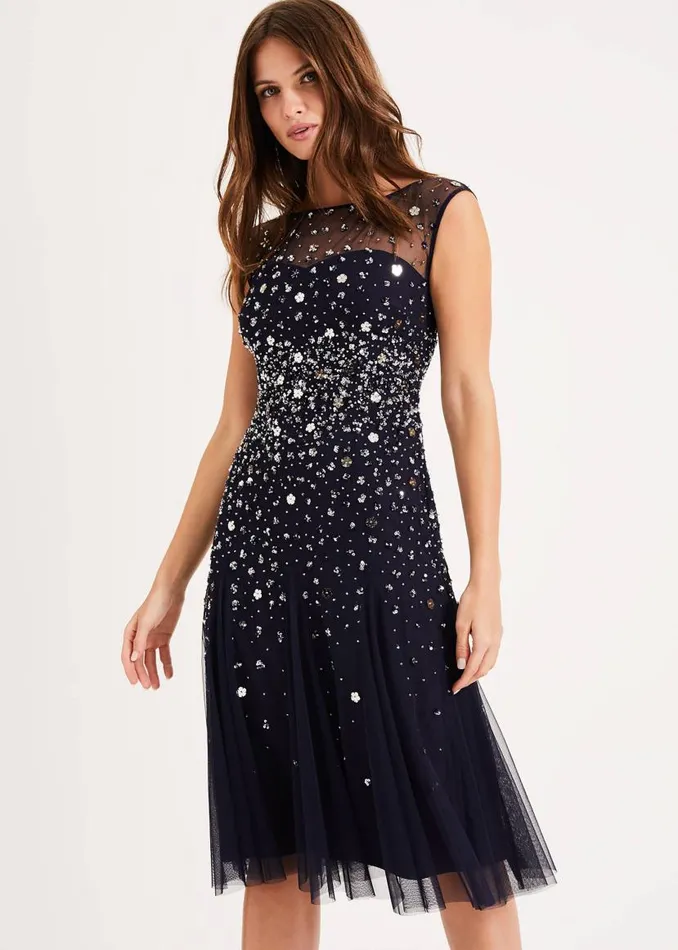 Phase Eight Dresses Lena Sequinned Dress Navysilver 8211 Women