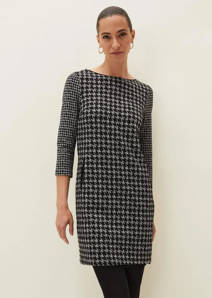 Phase Eight Dresses Lenia Check Shift Dress Blackgrey 8211 Women