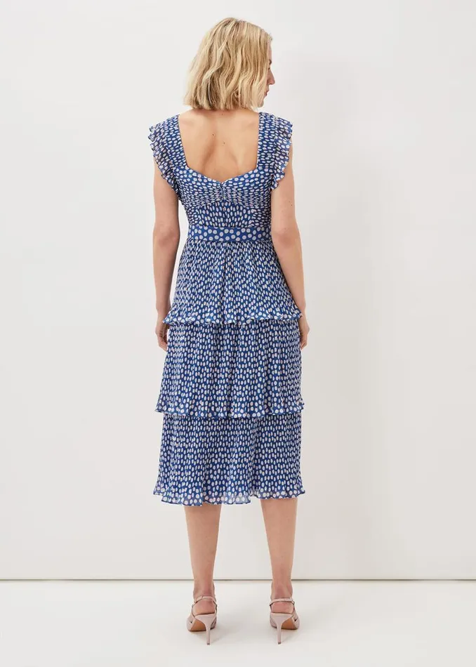 Phase Eight Dresses Lisha Spot Pleated Tiered Midi Dress Bluecream 8211 Women Phase Eight Dresses Lisha Spot Pleated Tiered Midi Dress Bluecream 8211 Women