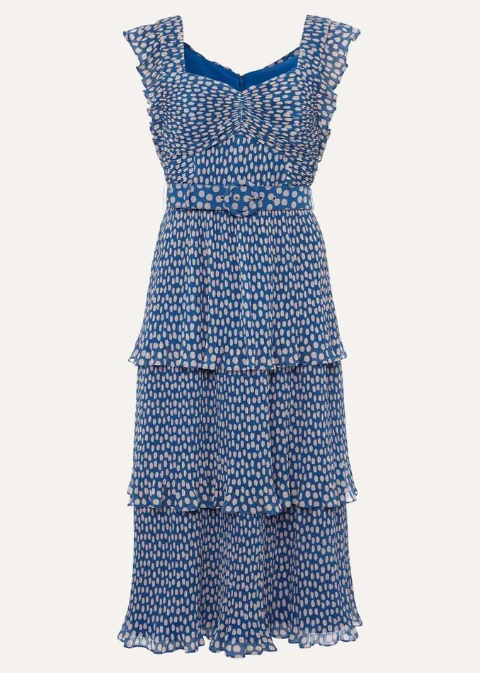 Phase Eight Dresses Lisha Spot Pleated Tiered Midi Dress Bluecream 8211 Women Phase Eight Dresses Lisha Spot Pleated Tiered Midi Dress Bluecream 8211 Women