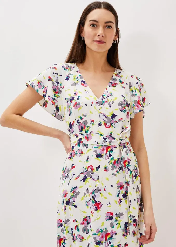 Phase Eight Dresses Lorel Floral Asymmetric Hem Dress Ivorymulti 8211 Women