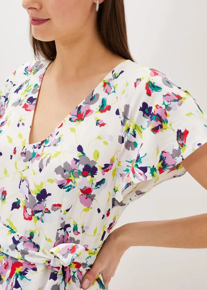 Phase Eight Dresses Lorel Floral Asymmetric Hem Dress Ivorymulti 8211 Women